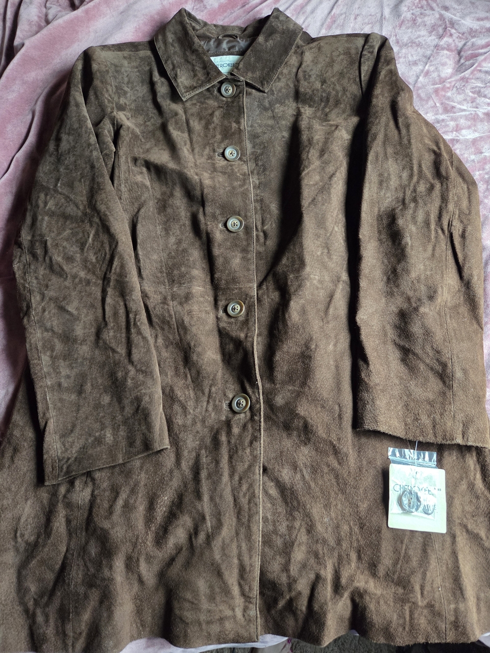 New Old Stock Vintage Cherokee Brown Suede Leather Jacket 90s XL
